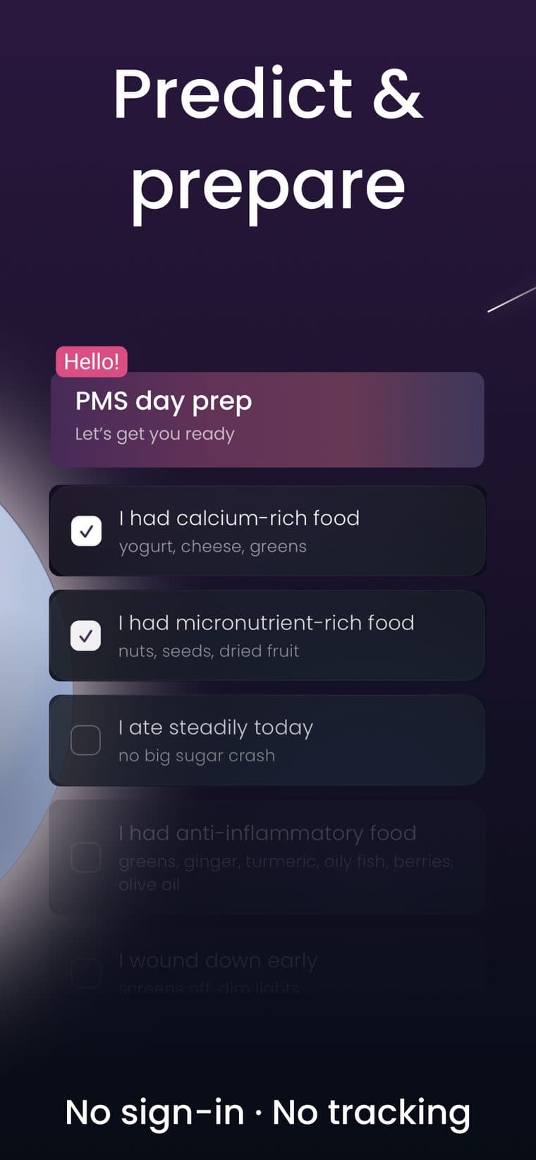 Predict and prepare, no sign-in, no tracking